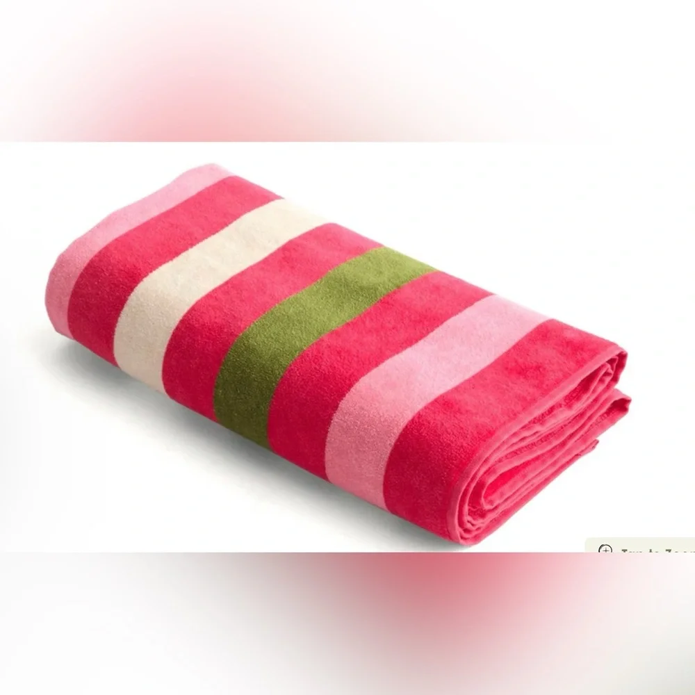 VERA BRADLEY Essential Beach Towel in Cotton Looped Terry Capri Pink Stripe NWT